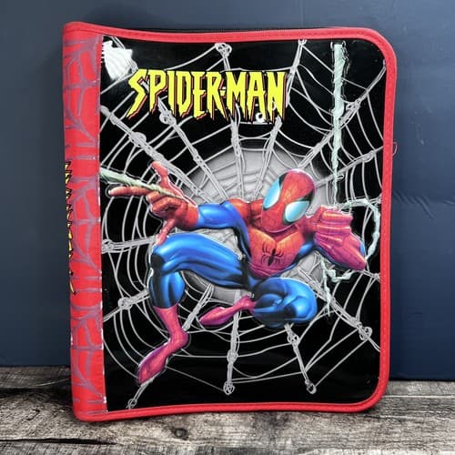 VTG 2003 Starpoint Marvel Spiderman 3 Ring Zippered Binder & Folder 3D Spiderman - Thumbnail 6
