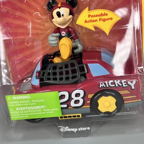 DISNEY STORE MICKEY MOUSE & FRIENDS MICKEY POSEABLE FIGURE & RED HOT RACER NEW - Thumbnail 3