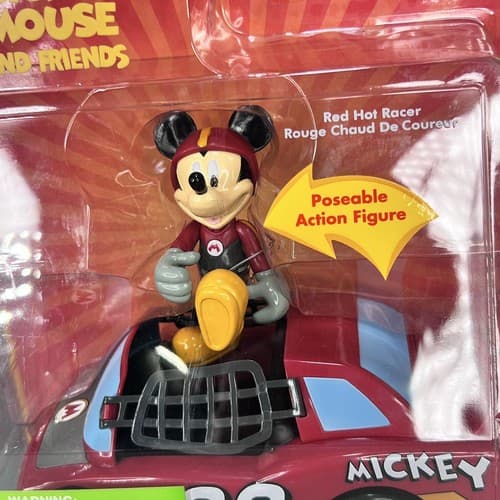 DISNEY STORE MICKEY MOUSE & FRIENDS MICKEY POSEABLE FIGURE & RED HOT RACER NEW - Thumbnail 2