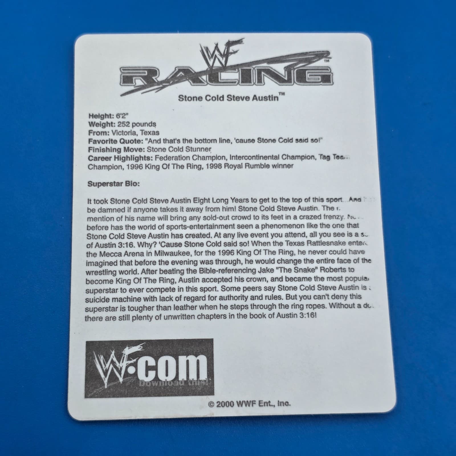 2000 WWF Wrestling vending sticker Stone Cold Steve Austin - Thumbnail 2
