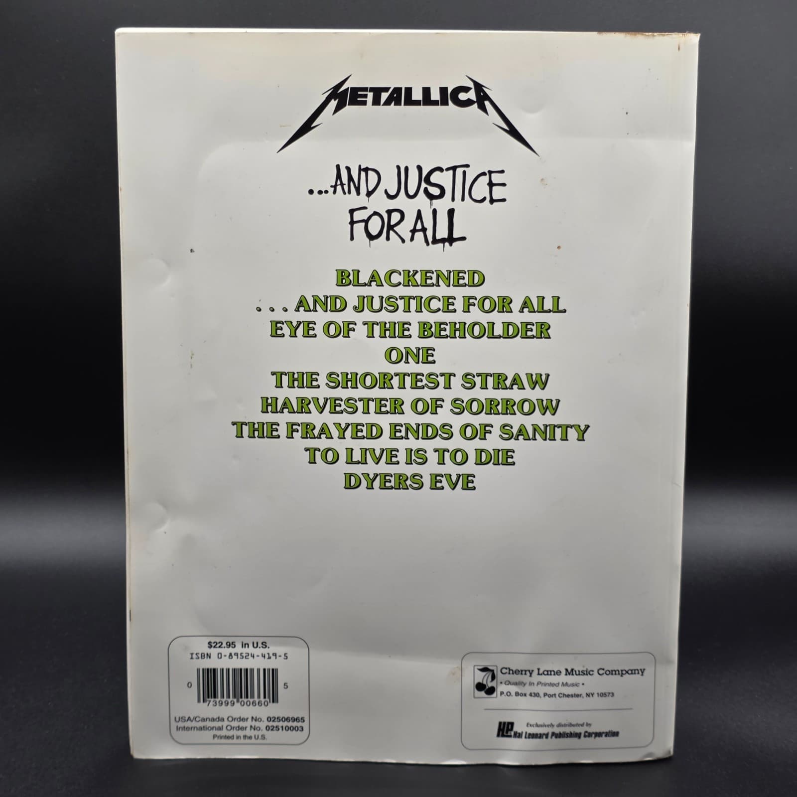 Metallica ...And Justice for All 1989 Songbook No Poster Guitar Vocal Tablature - Thumbnail 2