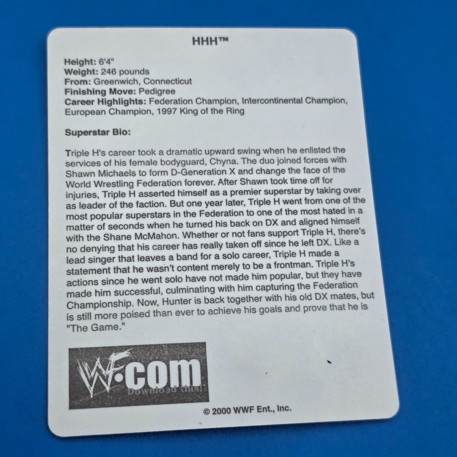 2000 World Wrestling Federation, Inc. Triple H Vending Sticker - Thumbnail 2