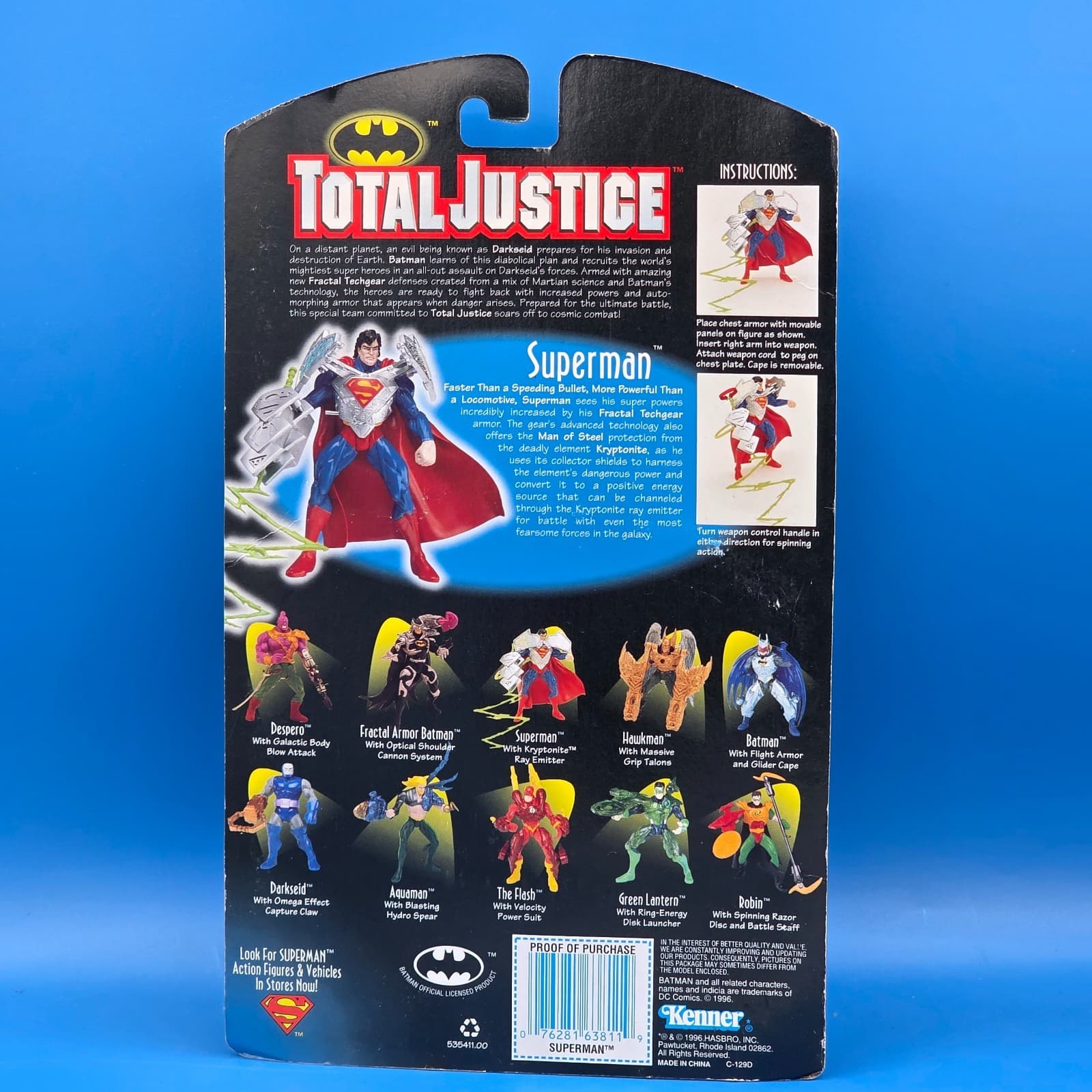 Total Justice SUPERMAN Action Figure with Kryptonite Ray Emitter circa 1996 MIB - Thumbnail 3