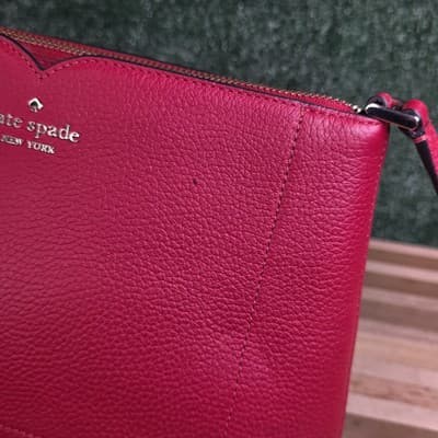 Kate Spade New York Red Pebble Leather Crossbody Bag Purse - Thumbnail 3