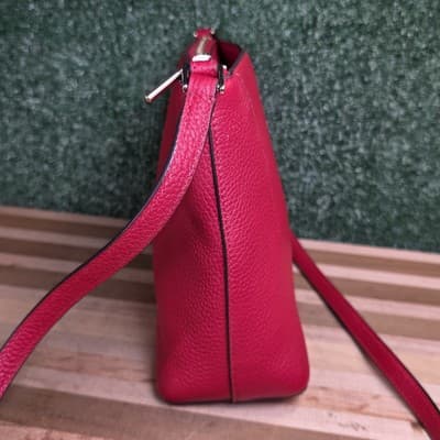 Kate Spade New York Red Pebble Leather Crossbody Bag Purse - Thumbnail 5