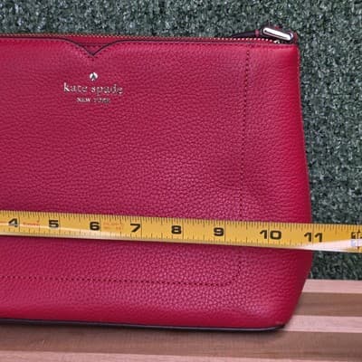 Kate Spade New York Red Pebble Leather Crossbody Bag Purse - Thumbnail 12