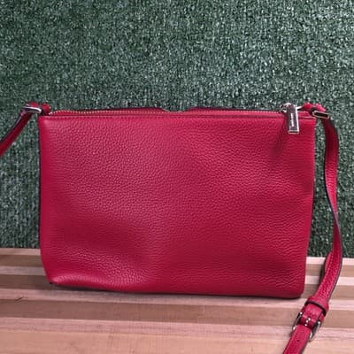 Kate Spade New York Red Pebble Leather Crossbody Bag Purse - Thumbnail 6