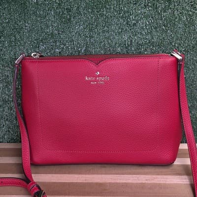 Kate Spade New York Red Pebble Leather Crossbody Bag Purse - Thumbnail 2