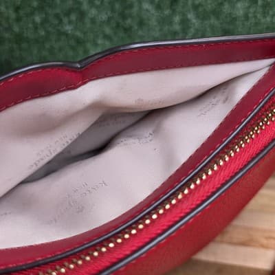 Kate Spade New York Red Pebble Leather Crossbody Bag Purse - Thumbnail 8