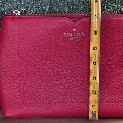 Kate Spade New York Red Pebble Leather Crossbody Bag Purse - Thumbnail 13