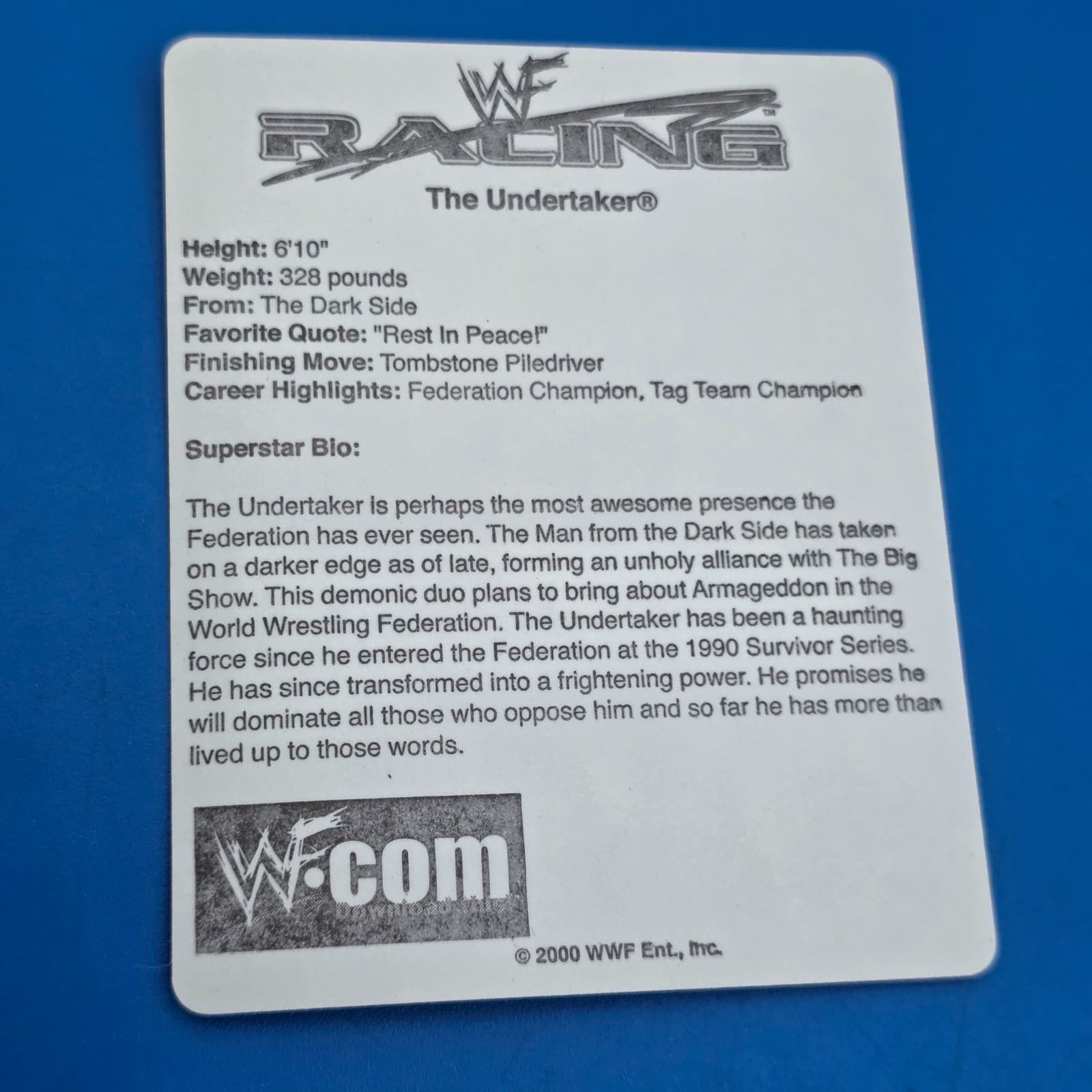 2000 Stickerscom WWF Stickers WWF Racing Undertaker #UNDE - Thumbnail 5
