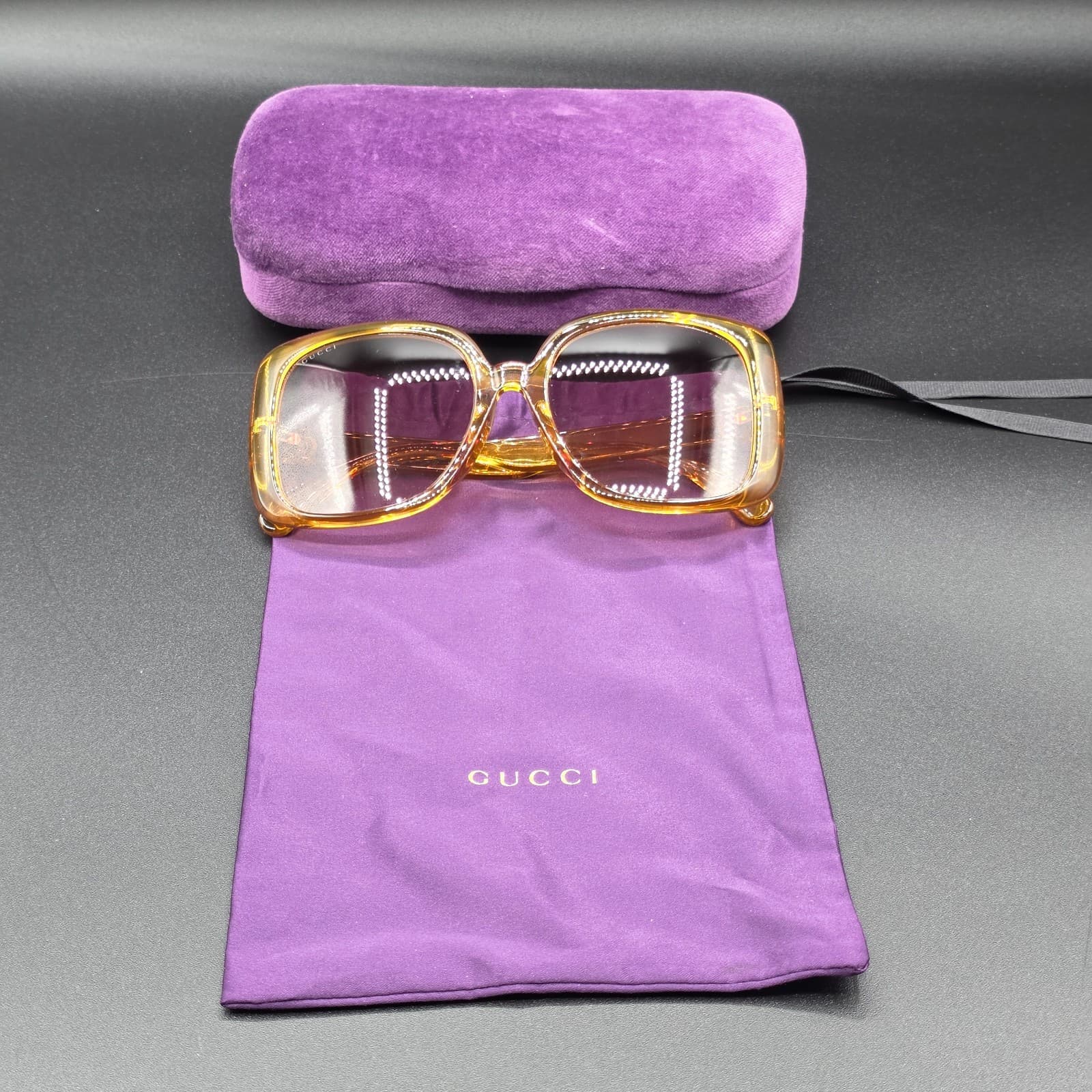 GUCCI Womens GG0714SA 003 Multi Color Square Gradient Sunglasses YELLOW RED - Thumbnail 2