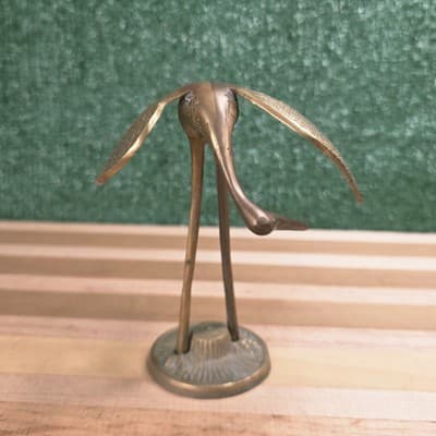 Vtg MCM Brass Crane Heron Egret Figure Mid Century Modern Beach Shore Coastal - Thumbnail 2