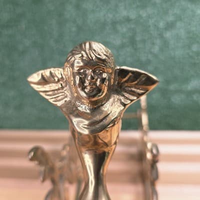 Vintage Brass Wine Bottle Holder Sleigh Frame Only 12.5 Inch Sled - Thumbnail 4