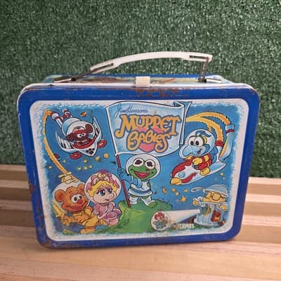 Vintage 1985 Jim Henson's Muppet Babies Metal Lunch Box Tin With Thermos Kermit - Thumbnail 2