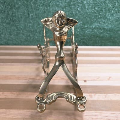 Vintage Brass Wine Bottle Holder Sleigh Frame Only 12.5 Inch Sled - Thumbnail 3
