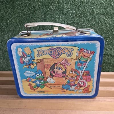 Vintage 1985 Jim Henson's Muppet Babies Metal Lunch Box Tin With Thermos Kermit - Thumbnail 4
