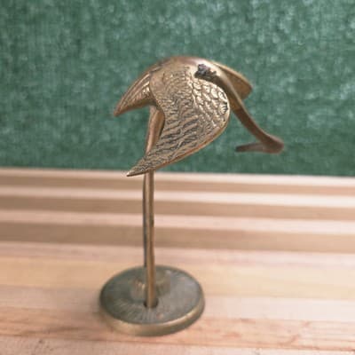 Vtg MCM Brass Crane Heron Egret Figure Mid Century Modern Beach Shore Coastal - Thumbnail 3