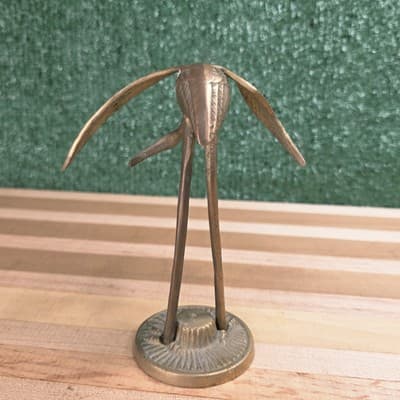 Vtg MCM Brass Crane Heron Egret Figure Mid Century Modern Beach Shore Coastal - Thumbnail 4