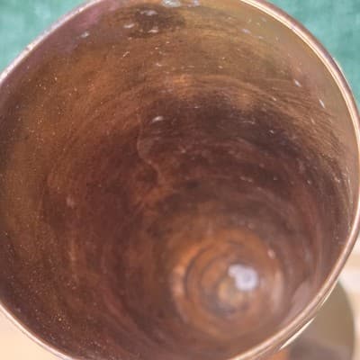 2 Vintage 9.25" Brass Toasting Champagne Flute Stemmed Goblet - Thumbnail 6