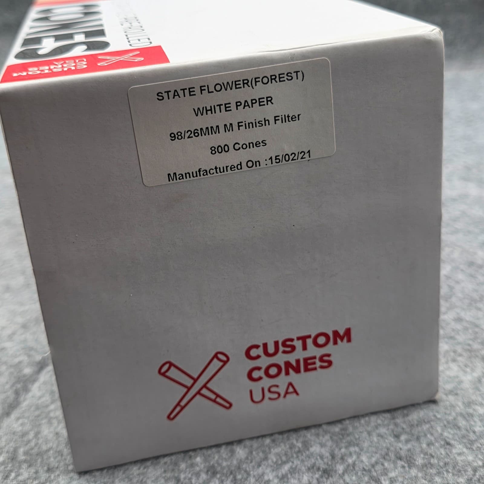 CUSTOM CONES USA STATE FLOWER WHITE PAPER 28MM M FINISH FILTER 800 COUNT - Thumbnail 7