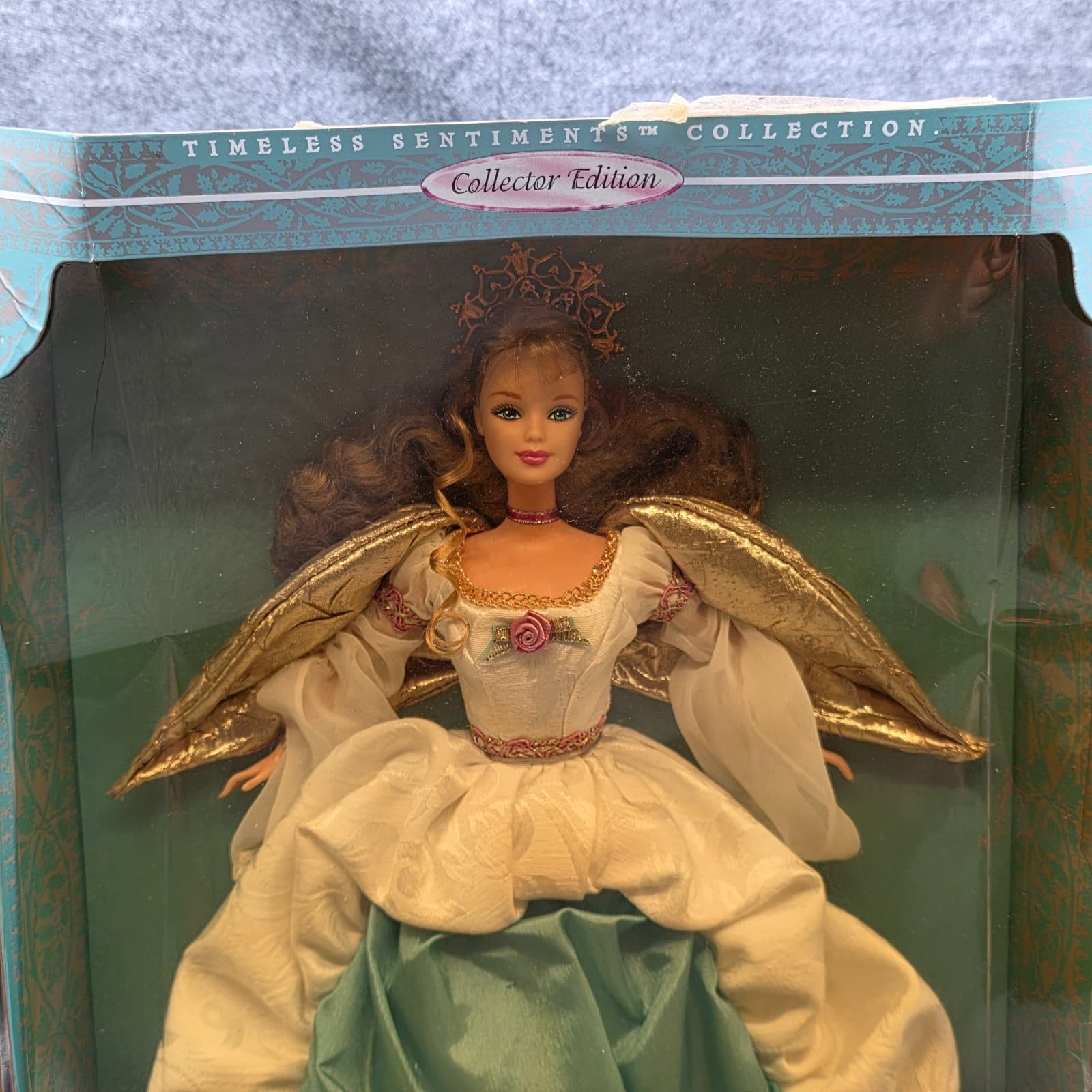 YELLOWED Mattel 1998 Barbie Angel of Joy Doll #19633 Timeless Sentiments Vintage - Thumbnail 3