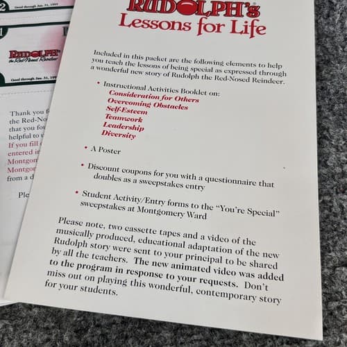 VTG Rudolphs Red Nosed Reindeer Lessons for Life 6 Teachers Kits In Promo Box - Thumbnail 5