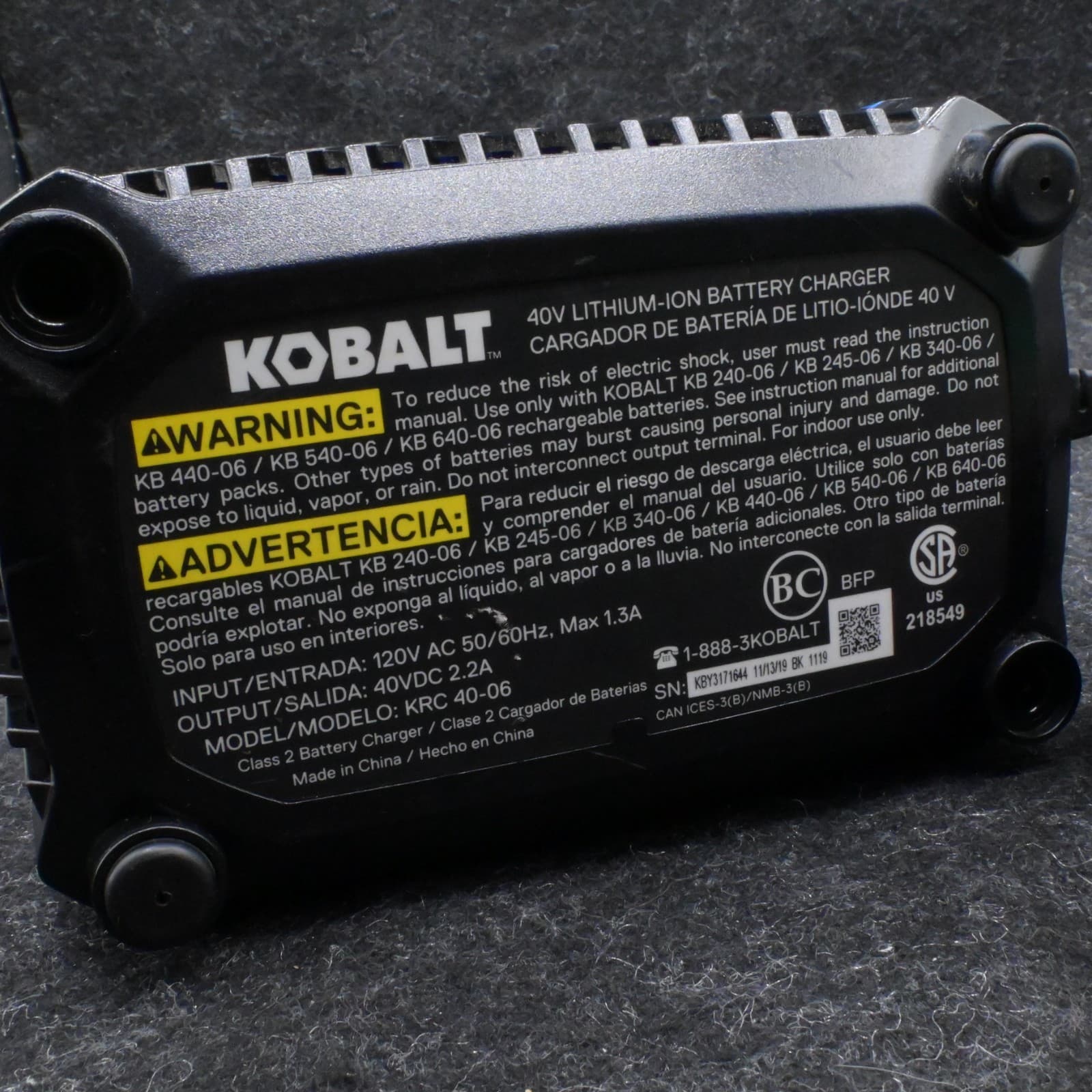 Kobalt 40V Battery Charger - Works with KRC 40-06 and KB 240-06 Batteries / Max - Thumbnail 6