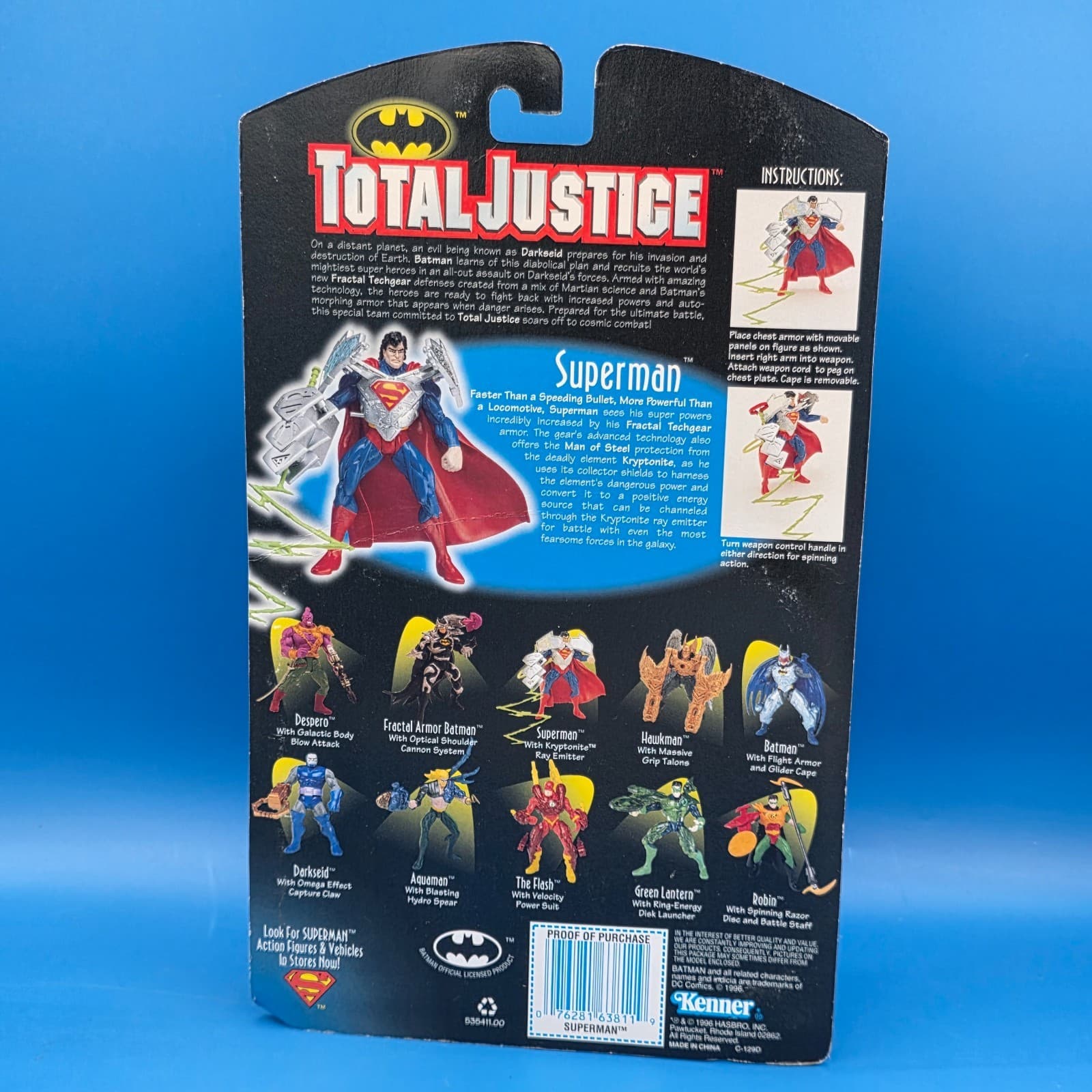 Total Justice SUPERMAN Action Figure with Kryptonite Ray Emitter circa 1996 MIB - Thumbnail 5