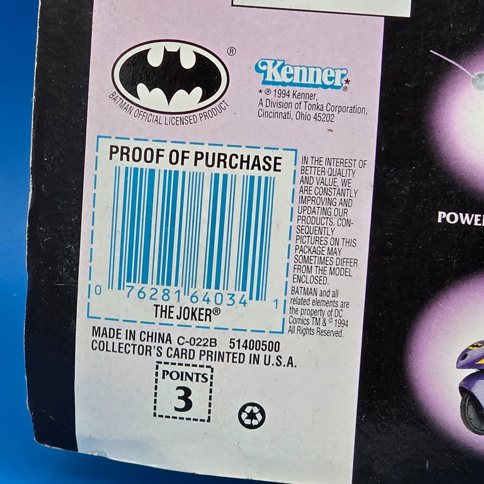 Legends of Batman The Joker Figure w/ Snapping Jaw Collector's Card 1994 Kenner - Thumbnail 2
