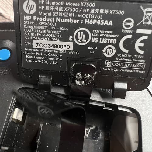 HP X7500 Bluetooth Wireless Ergonomic White Mouse - Thumbnail 5