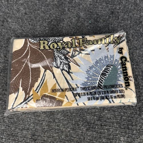 VTG ROYAL FAMILY BY CANNON SUN FLOWER FLORAL QUEEN FLAT TOP SHEET & PILLOW CASE - Thumbnail 9