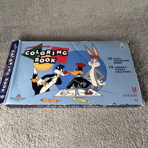 Vintage 1995 Looney Tunes Warner Coloring Book Crayons Set RARE w/box - Thumbnail 2