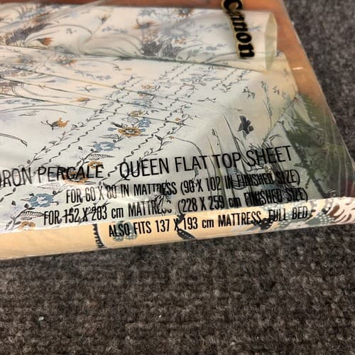 VTG ROYAL FAMILY BY CANNON SUN FLOWER FLORAL QUEEN FLAT TOP SHEET & PILLOW CASE - Thumbnail 6