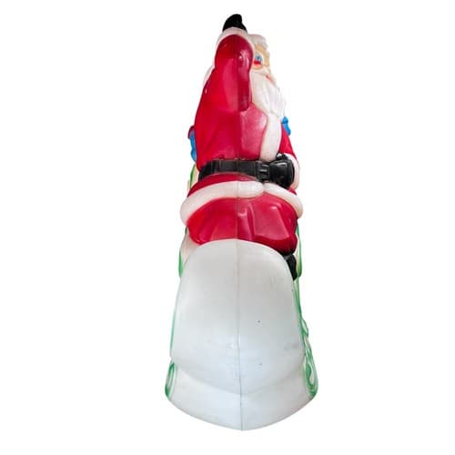 CRACKED VTG Blow Mold EMPIRE Santa & Sleigh Big Light Up Yard Decor Christmas - Thumbnail 2