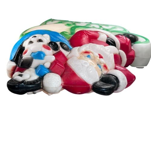 CRACKED VTG Blow Mold EMPIRE Santa & Sleigh Big Light Up Yard Decor Christmas - Thumbnail 10