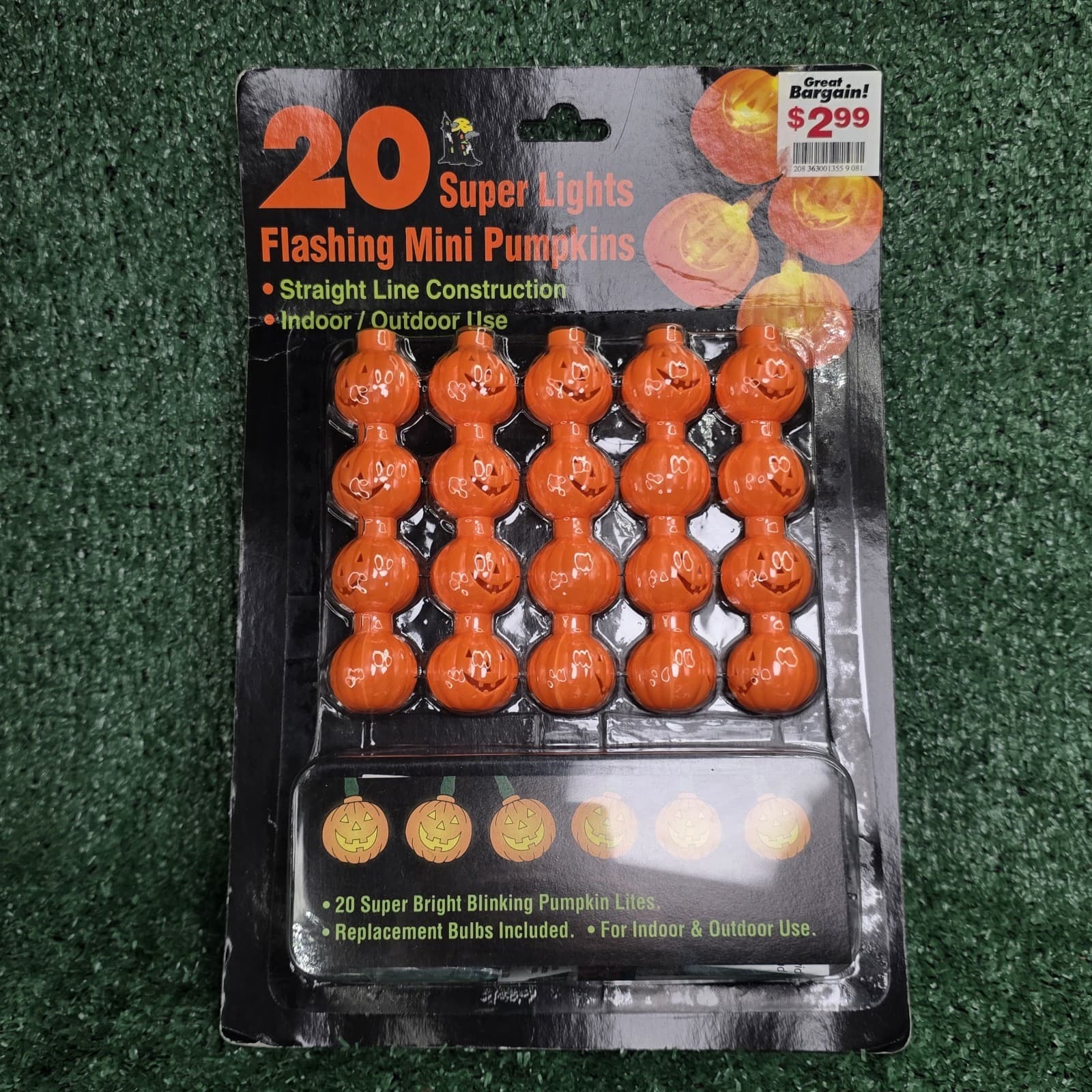 VTG HALLOWEEN SUPER LIGHTS FLASHING MINI PUMPKINS 20CT INDOOR & OUTDOOR KMART