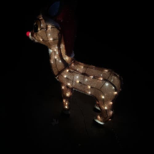 Rudolph the Red-Nosed Reindeer w/ Santa Hat Christmas 36" Pre-Lit Yard Art - Thumbnail 3