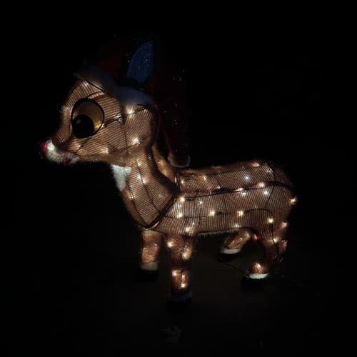 Rudolph the Red-Nosed Reindeer w/ Santa Hat Christmas 36" Pre-Lit Yard Art - Thumbnail 4