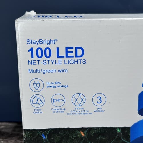 GE StayBright 100 COUNT MULTICOLOR LED NET STYLE LIGHT SET 5 FT X 4 FT CHRISTMAS - Thumbnail 2