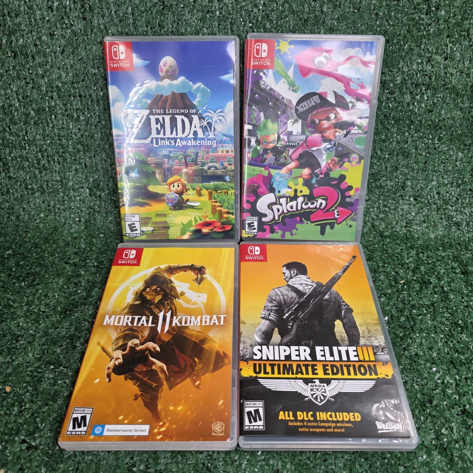 Lot of 4 Nintendo Switch CASES ONLY NO GAMES EMPTY CASES Zelda Splatoon Mortal K