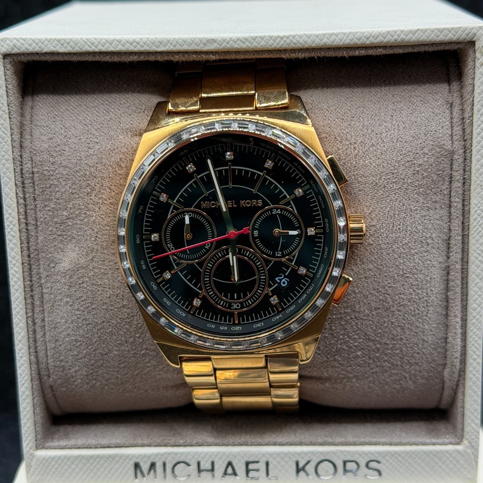 Michael Kors Women's QVail Chronograph Dial Gold Toned 38mm Watch MK-6446 - Thumbnail 3