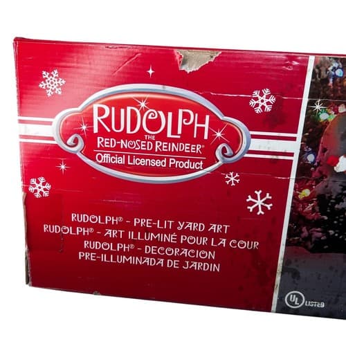 Rudolph the Red-Nosed Reindeer w/ Santa Hat Christmas 36" Pre-Lit Yard Art - Thumbnail 5