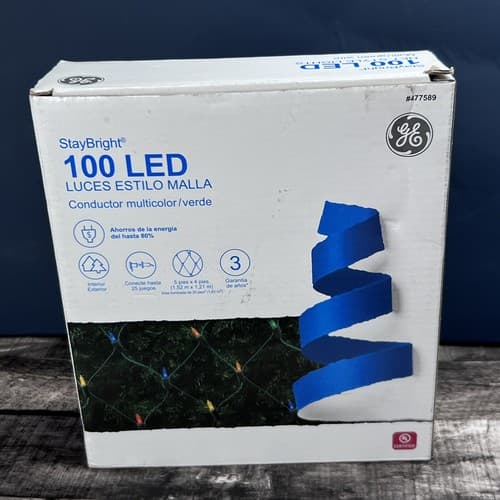 GE StayBright 100 COUNT MULTICOLOR LED NET STYLE LIGHT SET 5 FT X 4 FT CHRISTMAS - Thumbnail 4