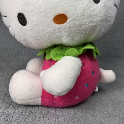 Vintage 2002 Sanrio Smiles Hello Kitty Pink Strawberry Dress 11.5” Plush Rare - Thumbnail 3