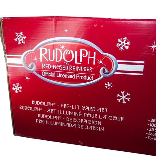 Rudolph the Red-Nosed Reindeer w/ Santa Hat Christmas 36" Pre-Lit Yard Art - Thumbnail 10
