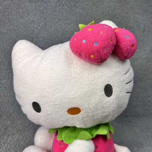 Vintage 2002 Sanrio Smiles Hello Kitty Pink Strawberry Dress 11.5” Plush Rare - Thumbnail 2