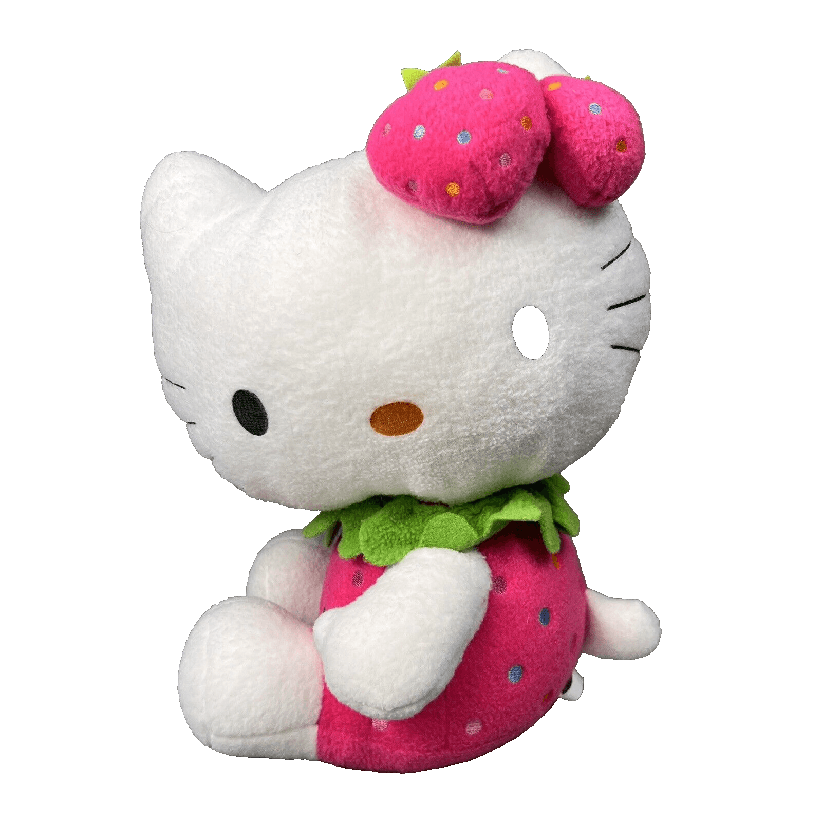 Vintage 2002 Sanrio Smiles Hello Kitty Pink Strawberry Dress 11.5” Plush Rare
