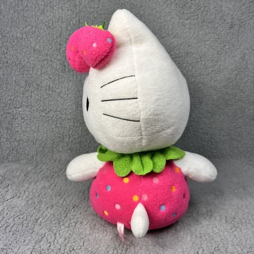 Vintage 2002 Sanrio Smiles Hello Kitty Pink Strawberry Dress 11.5” Plush Rare - Thumbnail 6