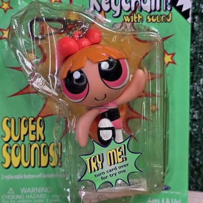 1999 Powerpuff Girls Blossom Keychain Cool Clip & Chain KB Toys Trendmaster - Thumbnail 3
